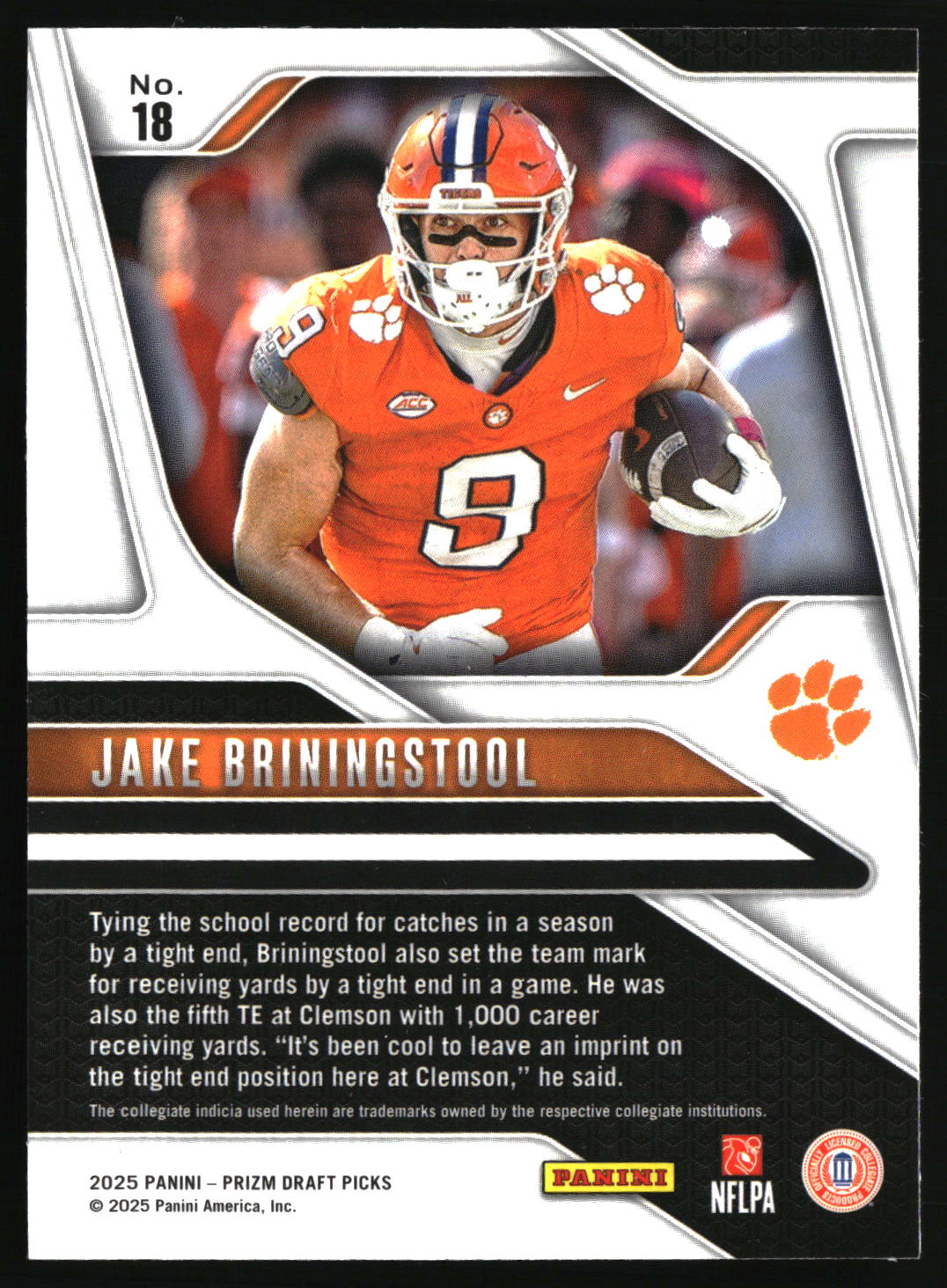 Jake Briningstool 2025 Panini Prizm Draft Picks #18