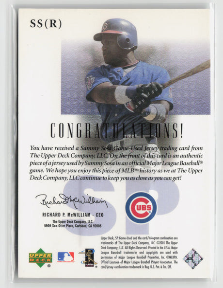 Sammy Sosa 2001 SP Game Used Edition Authentic Fabric #SS(R)