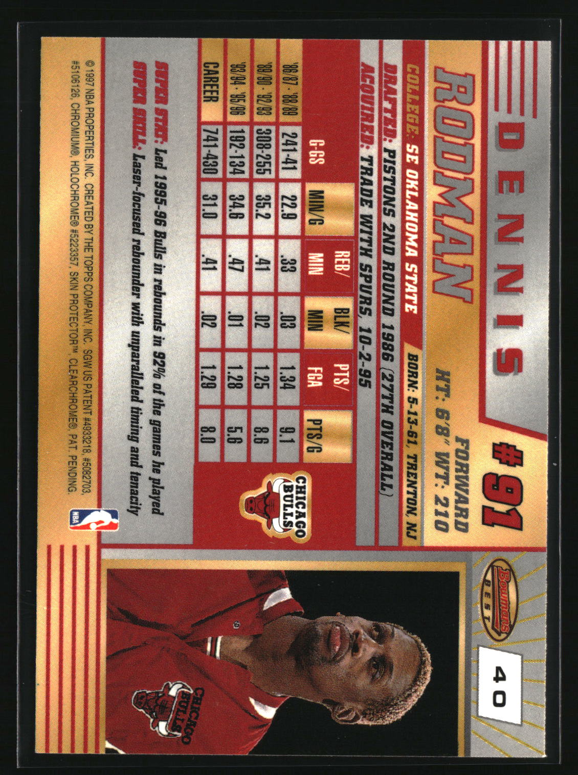 Dennis Rodman 1996-97 Bowman's Best #40