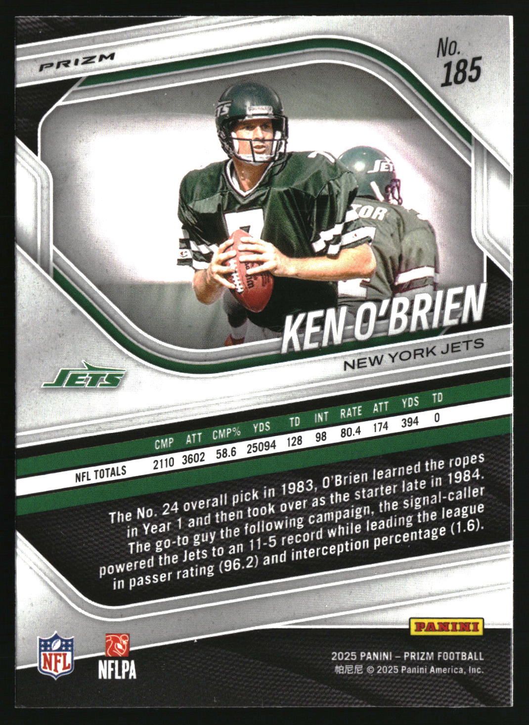 Ken O'Brien 2025 Panini Prizm Silver #185