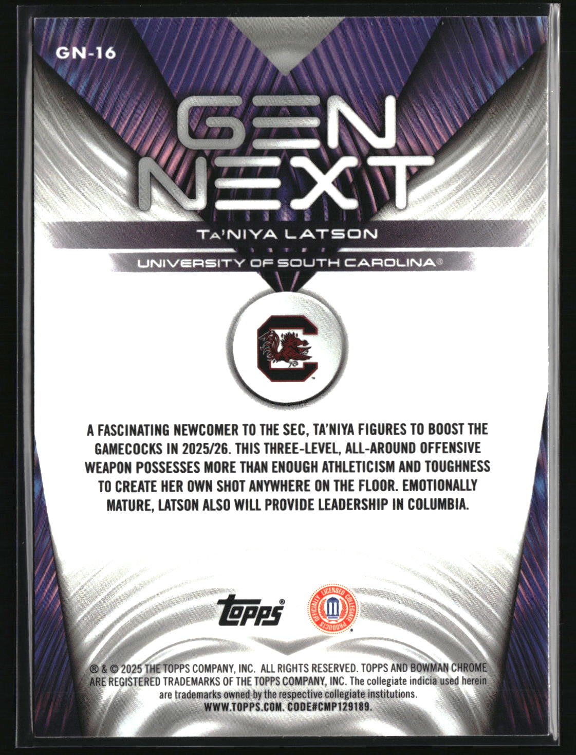 Ta'Niya Latson 2025-26 Bowman Gen Next #GN-16