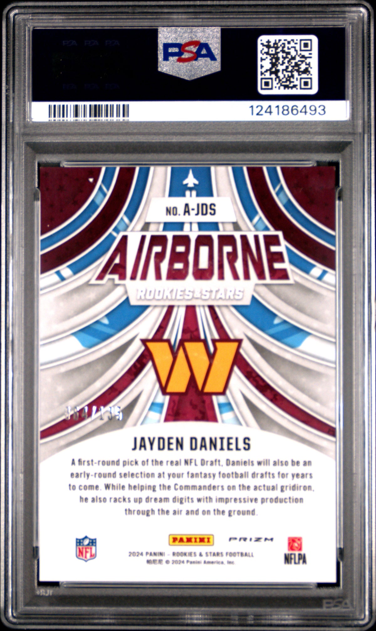 Jayden Daniels 2024 Panini Rookies & Stars Airborne Pandora #AJDS /135 PSA 10