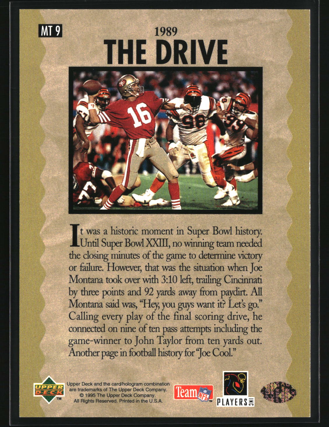 Joe Montana 1995 Upper Deck Joe Montana Trilogy #MT9