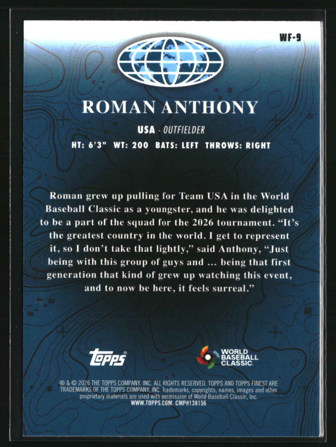 Roman Anthony 2026 Finest World's Finest #WF-9
