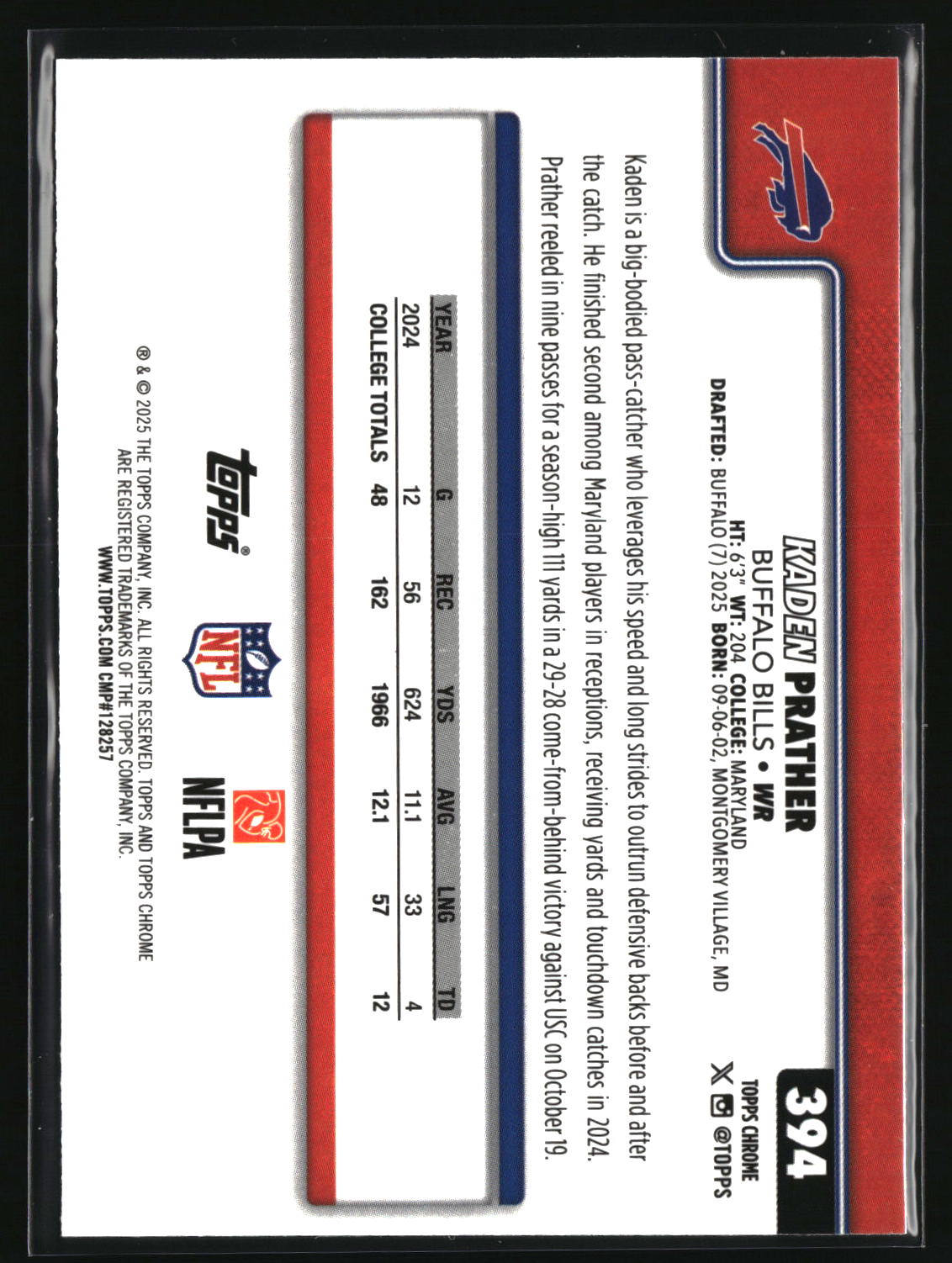 Kaden Prather 2025 Topps Chrome #394