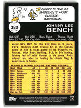 Johnny Bench 2010 Topps The Cards Your Mom Threw Out (Original Back) #380