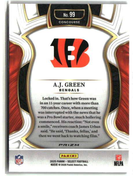 A.J. Green 2025 Panini Select Black and Orange Prizm Shock #99