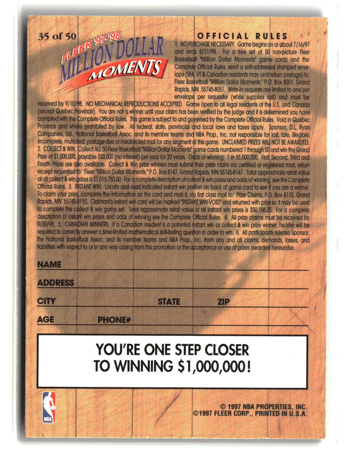 Horace Grant 1997-98 Fleer Million Dollar Moments #35