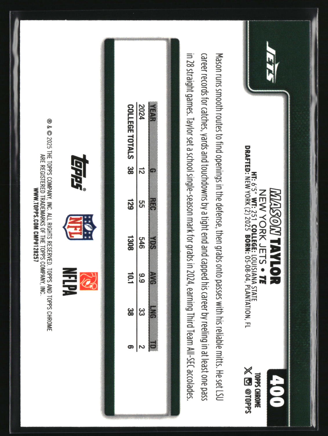 Mason Taylor 2025 Topps Chrome #400