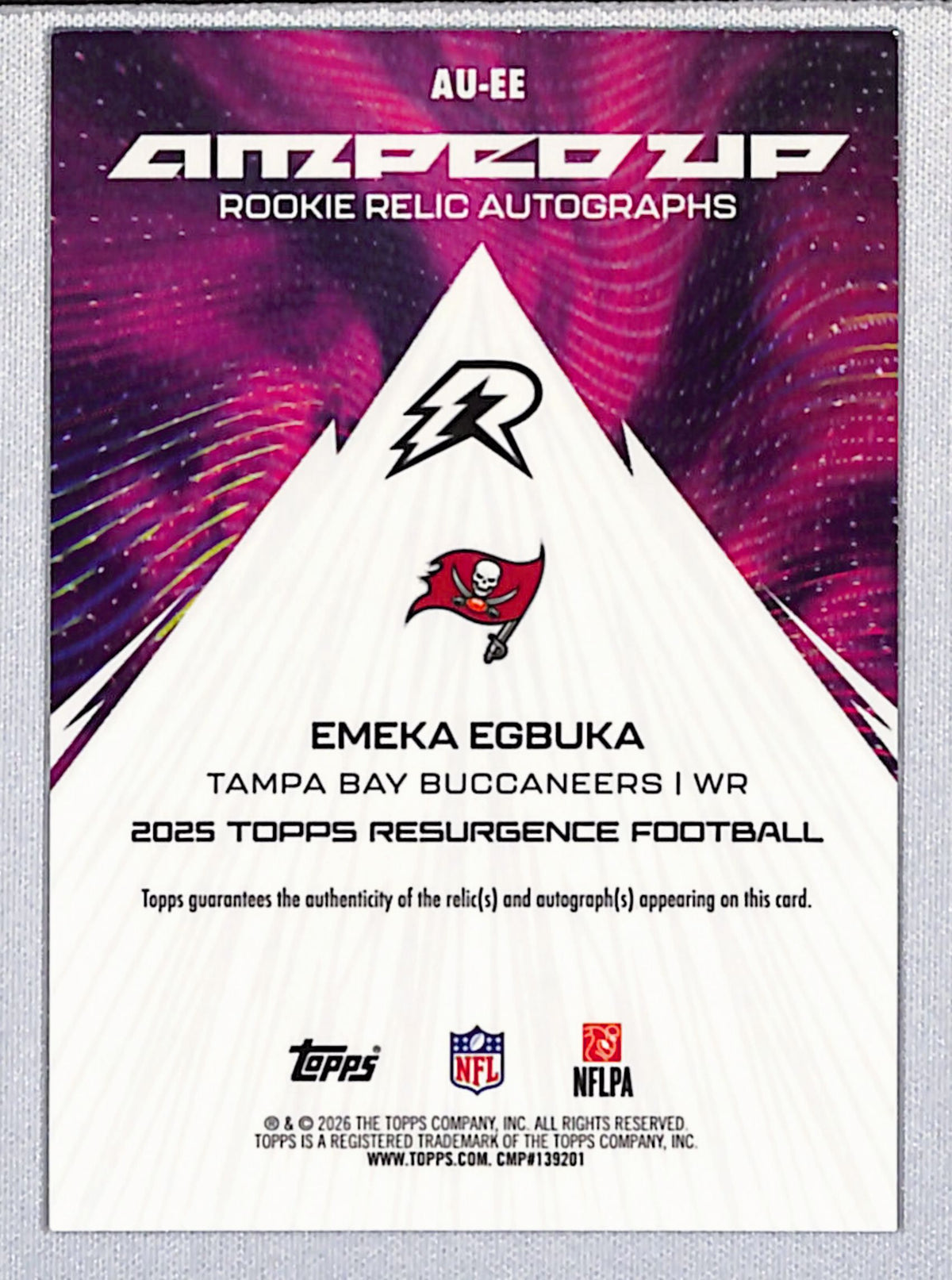 Emeka Egbuka 2025 Topps Resurgence Amped Up Rookie Relic Auto Teal Surge #AU-EE
