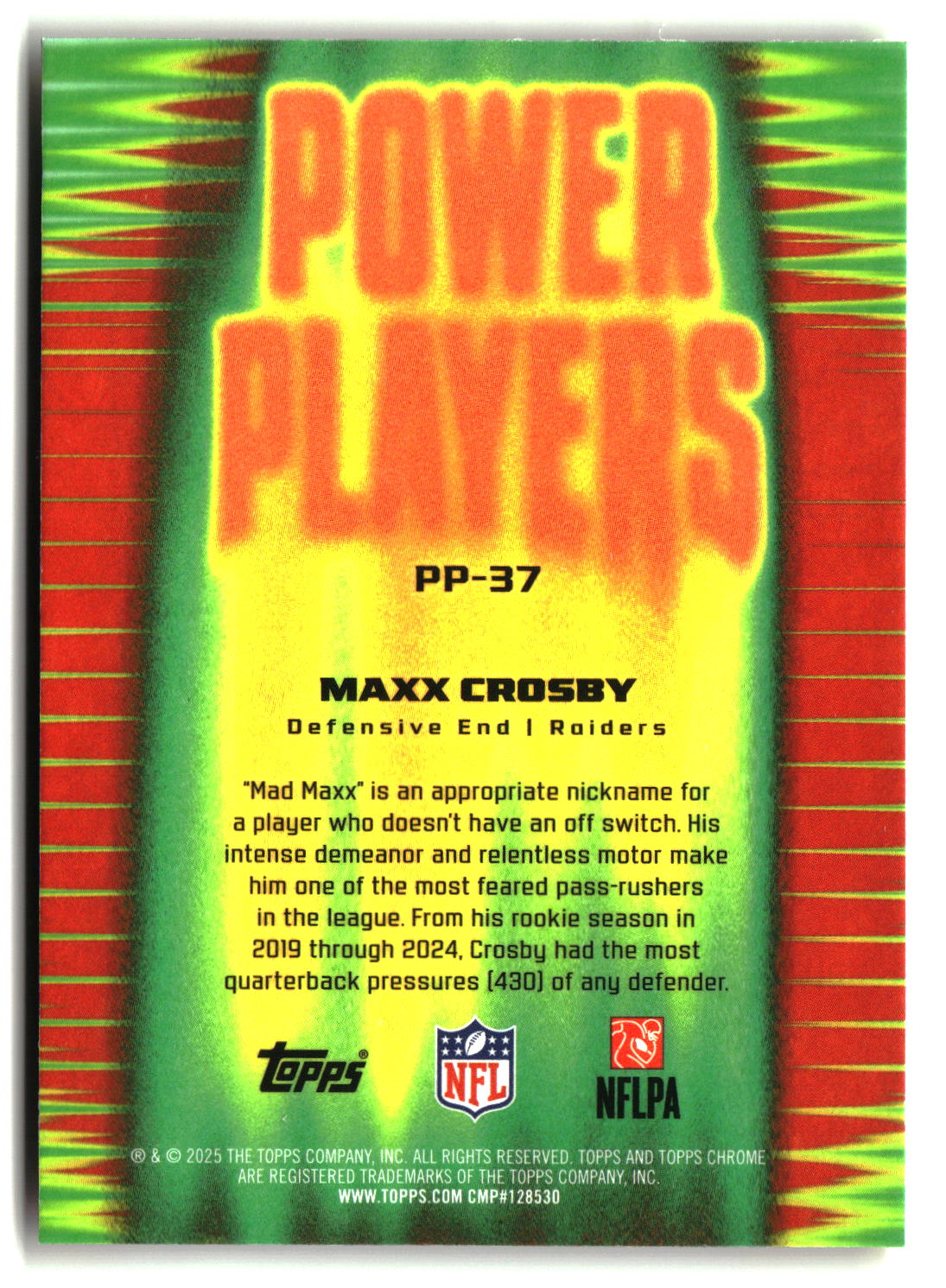Maxx Crosby 2025 Topps Chrome Power Players #PP-37