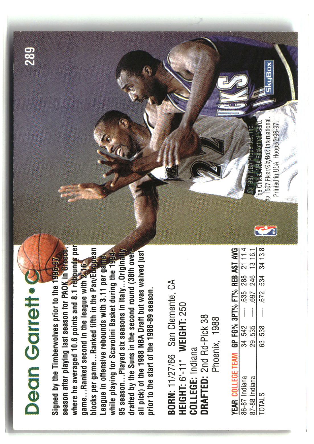 Dean Garrett 1996-97 Hoops #289