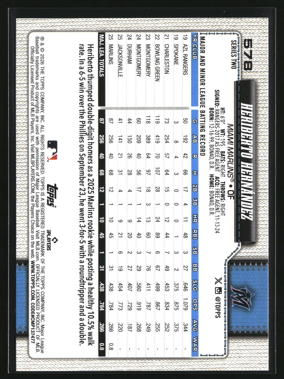 Heriberto Hernandez 2026 Topps #578