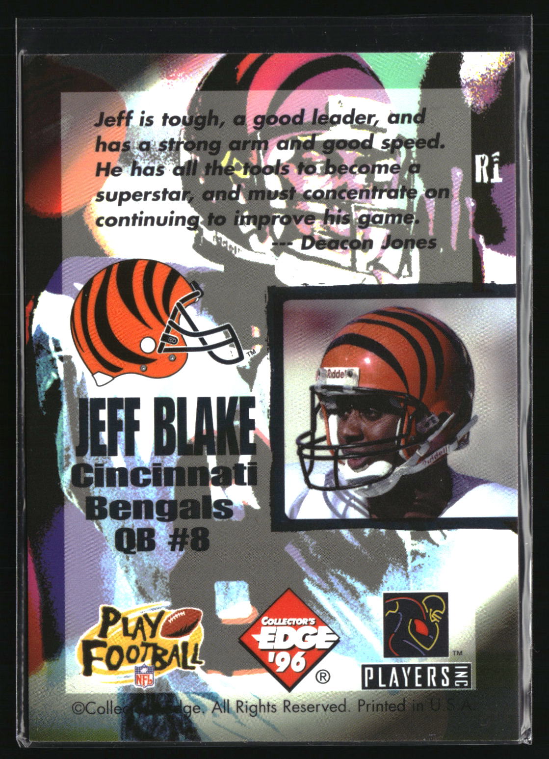 Jeff Blake 1996 Collector's Edge Ripped #R1
