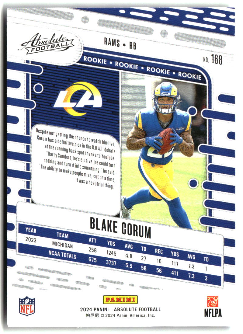 Blake Corum 2024 Panini Absolute Retail #168