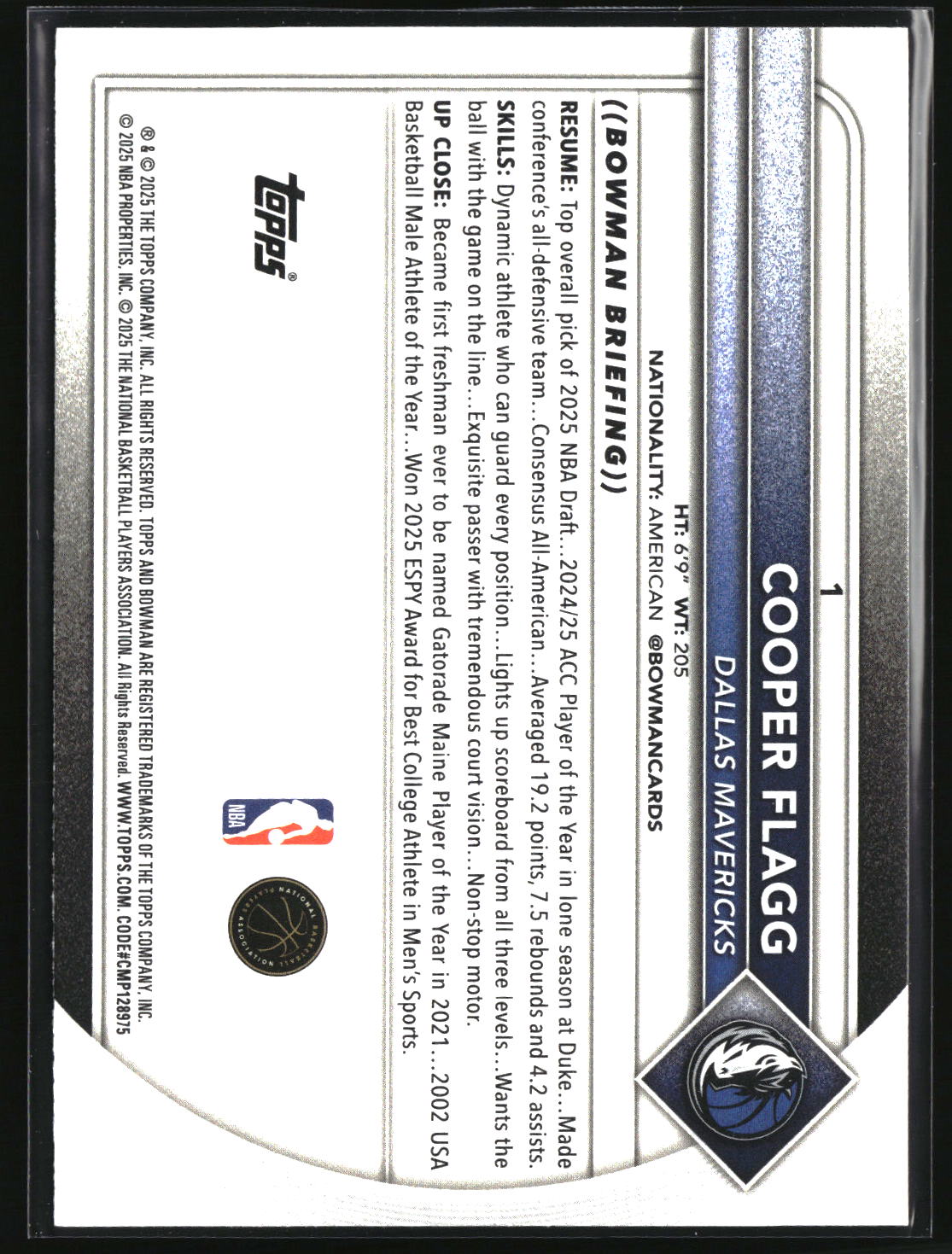 Cooper Flagg 2025-26 Bowman #1