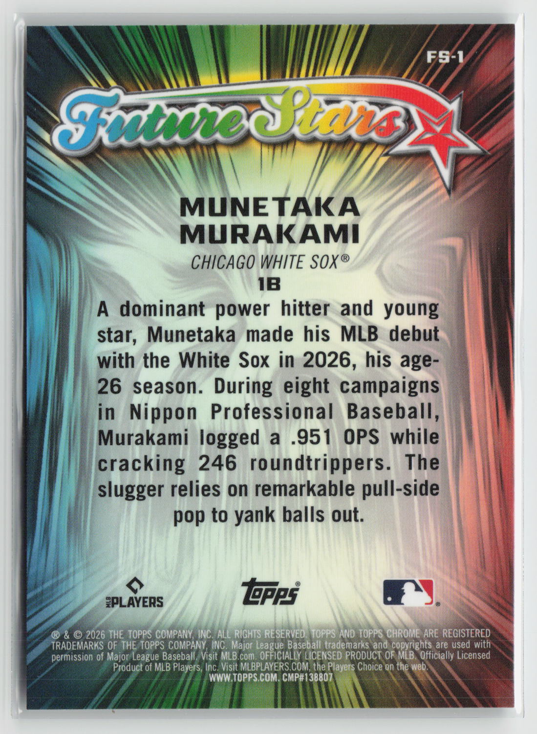 Munetaka Murakami 2026 Topps Chrome Future Stars #FS-1