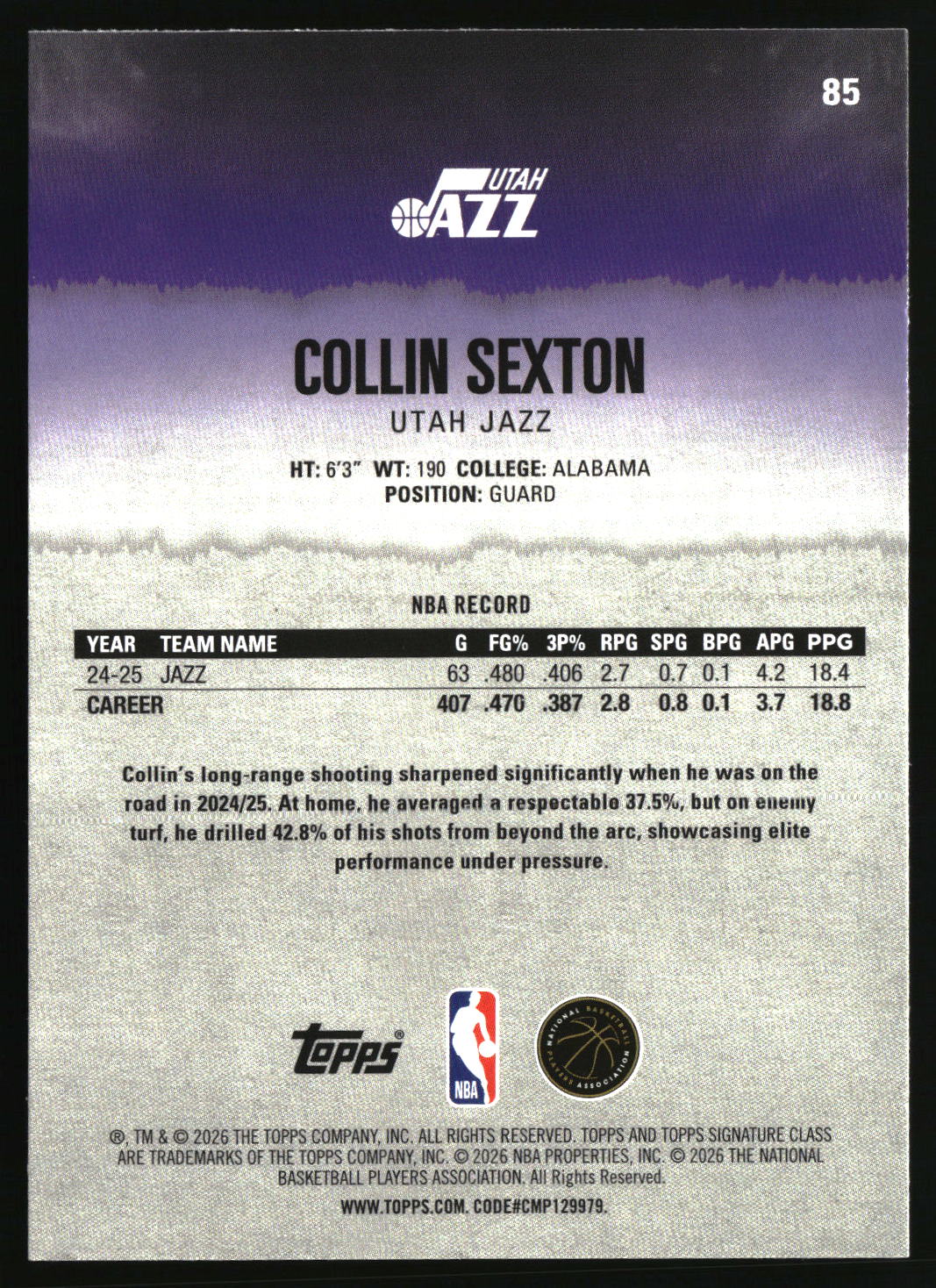 Collin Sexton 2025-26 Topps Signature Class #85