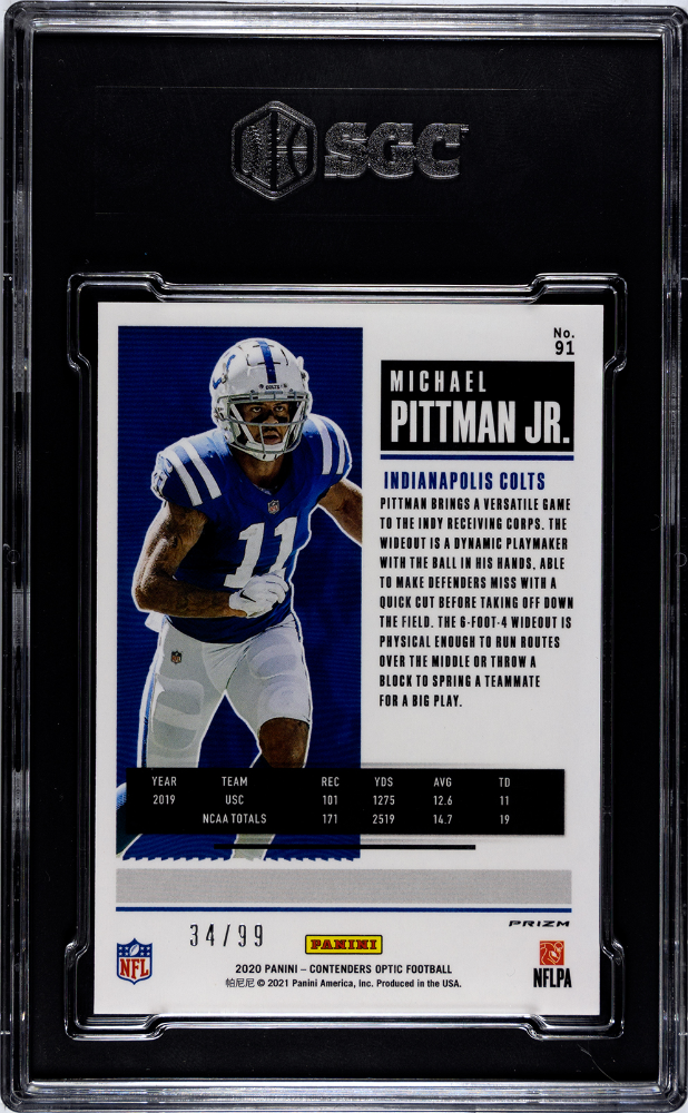 Michael Pittman Jr 2020 Panini Contenders Optic Blue #91 /99 SGC 9.5