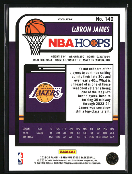 LeBron James 2023-24 Hoops Premium Stock Red Seismic Prizm #149 #/199