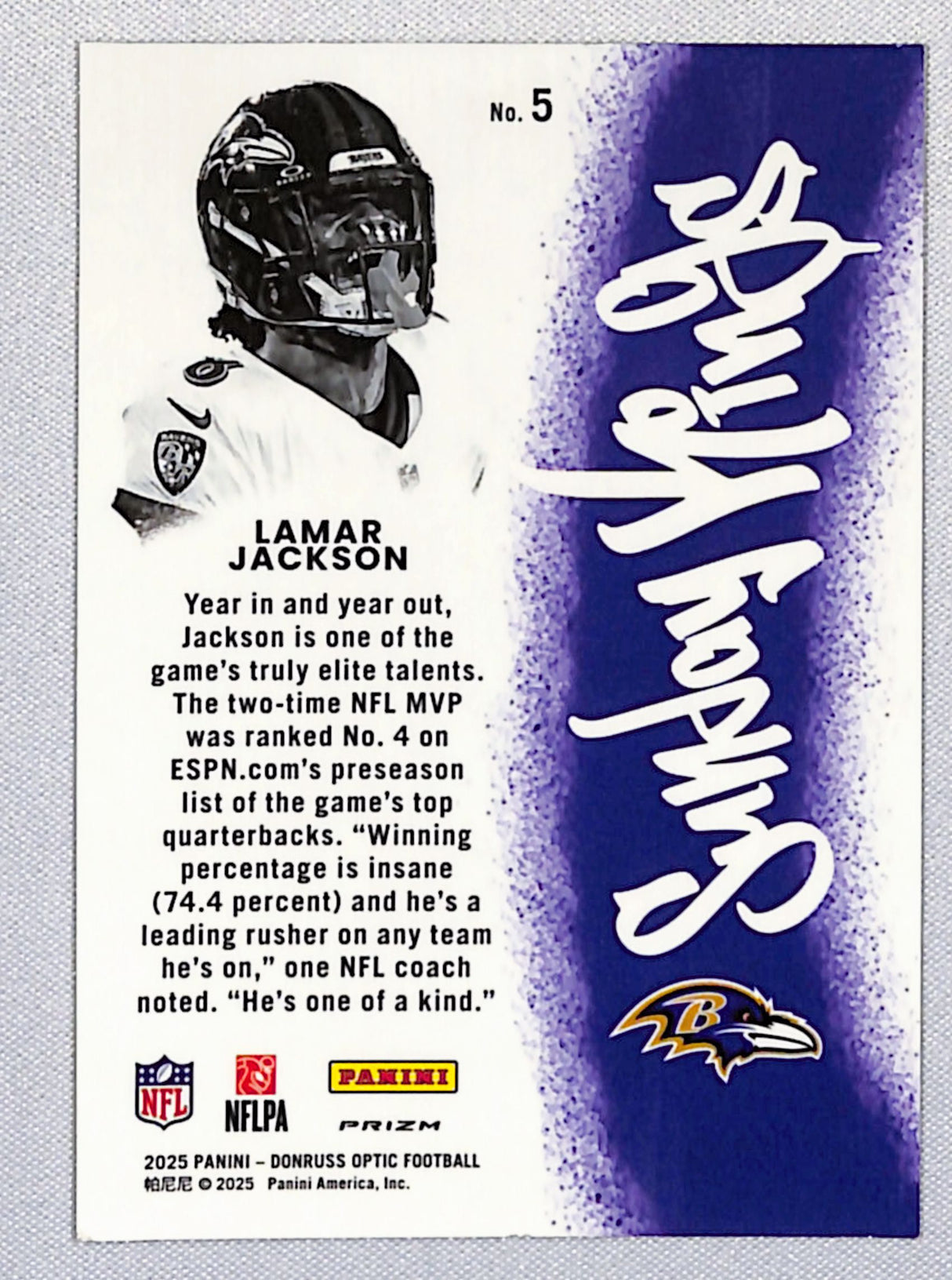Lamar Jackson 2025 Donruss Optic Sunday Kings #5