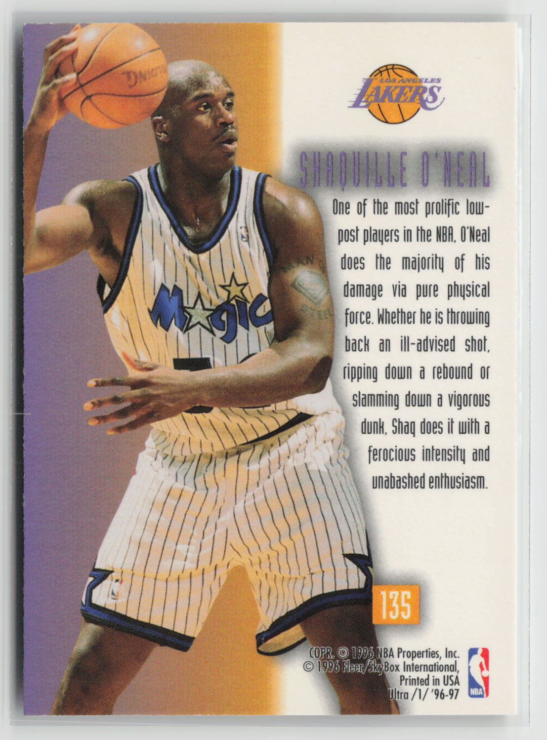 Shaquille O'Neal 1996-97 Ultra #135