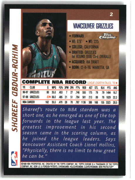 Shareef Abdur-Rahim 1998-99 Topps Chrome #2