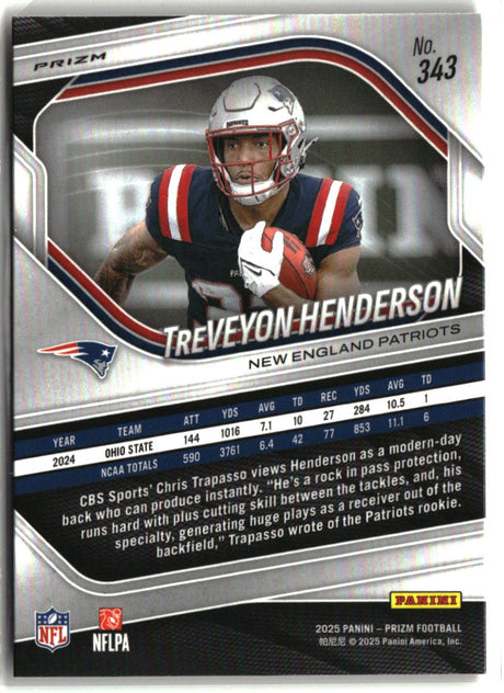 TreVeyon Henderson 2025 Panini Prizm Orange Ice #343