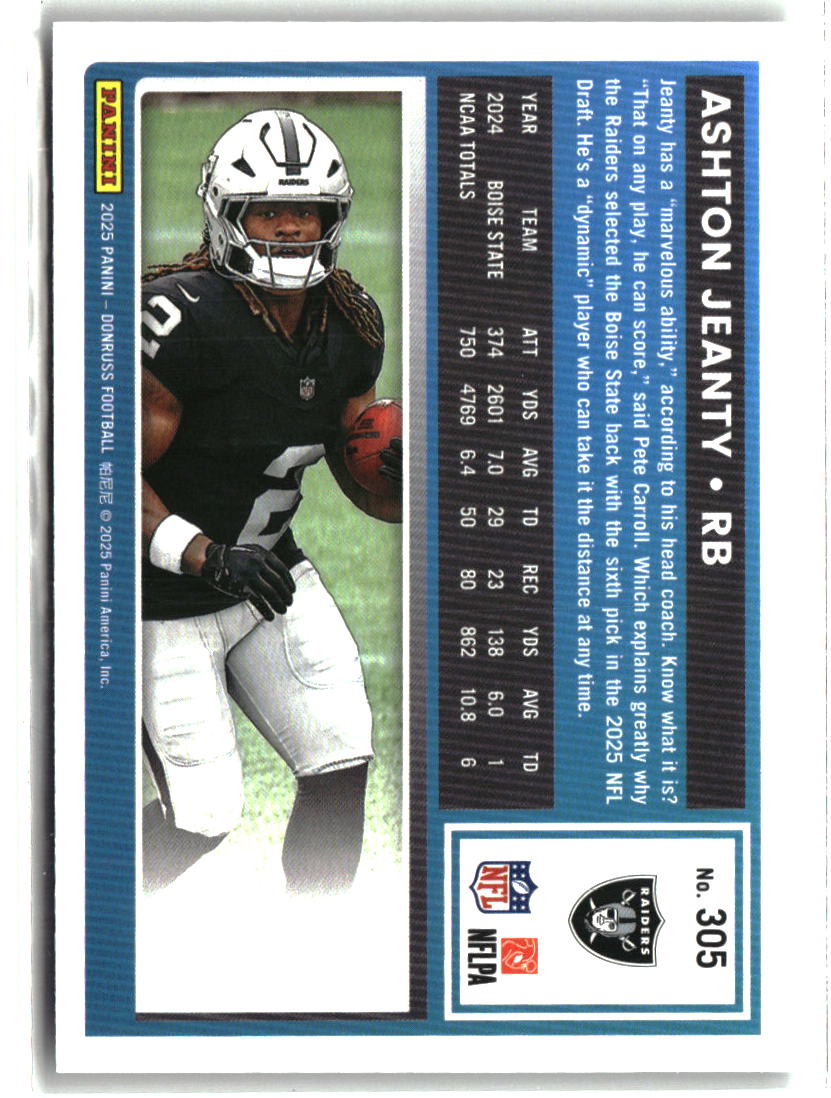 Ashton Jeanty 2025 Donruss #305