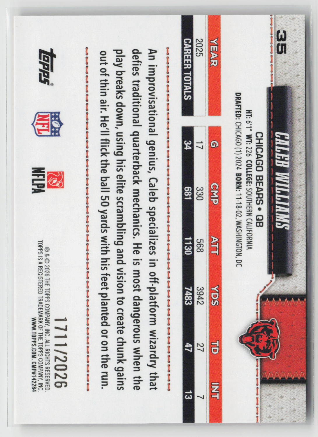 Caleb Williams 2026 Topps Flagship Gold #35