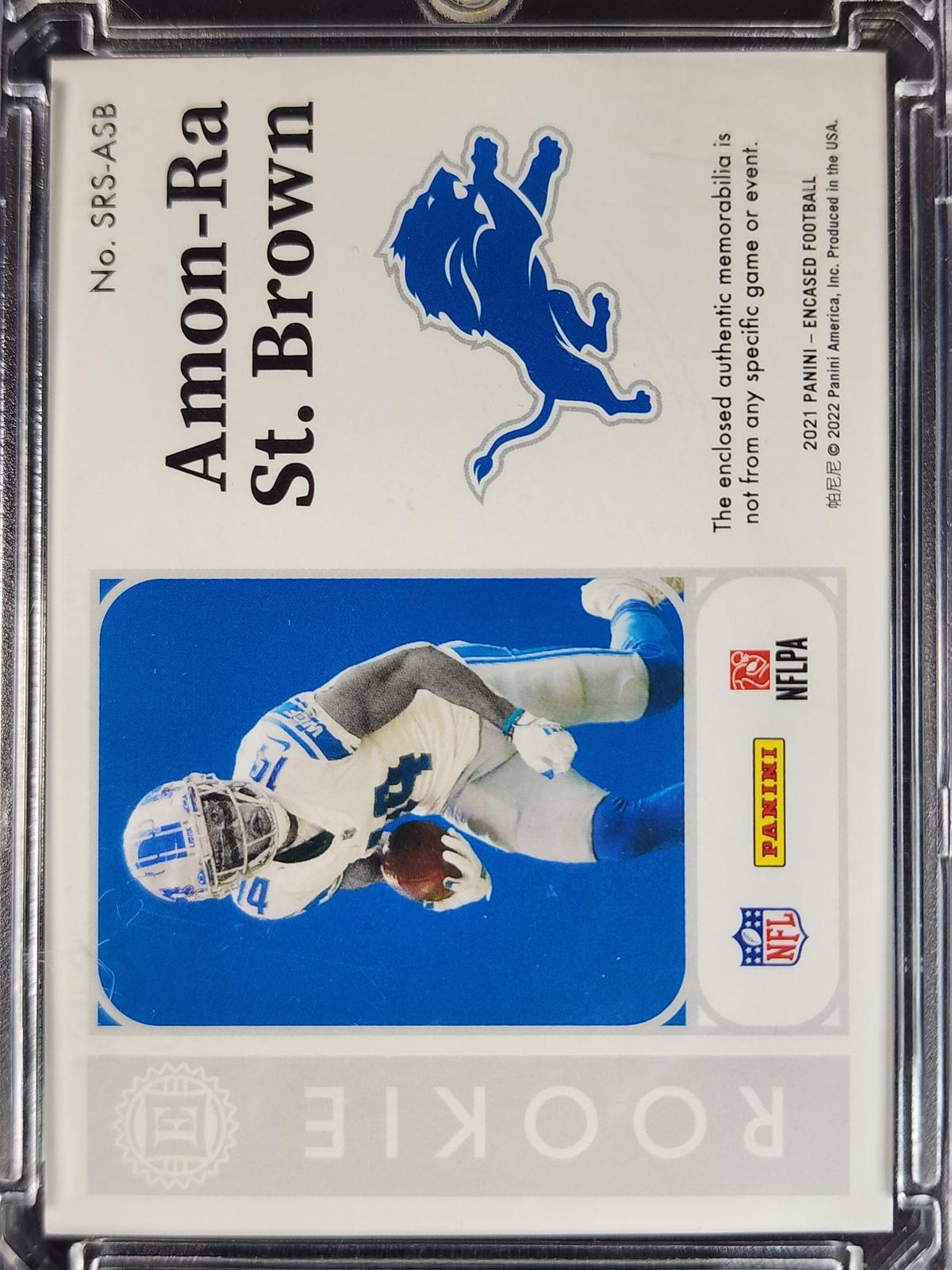 Amon-Ra St. Brown 2021 Panini Encased Substantial Rookie Swatches #SRS-ASB 57/60