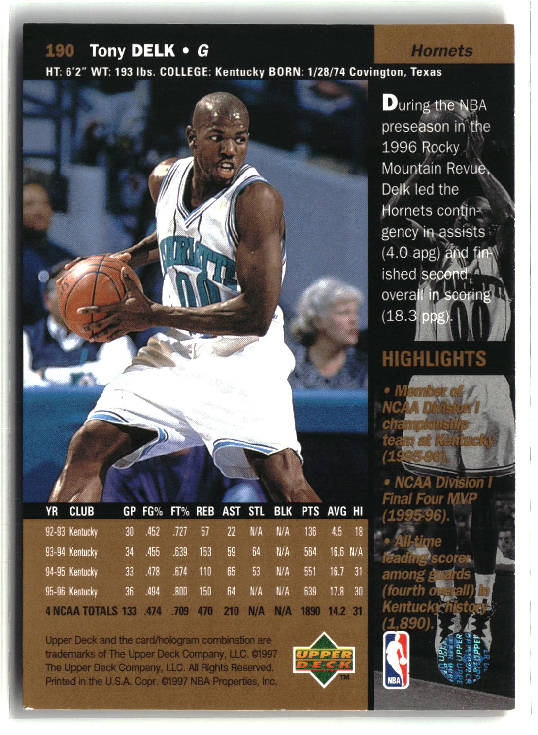 Tony Delk 1996-97 Upper Deck #190
