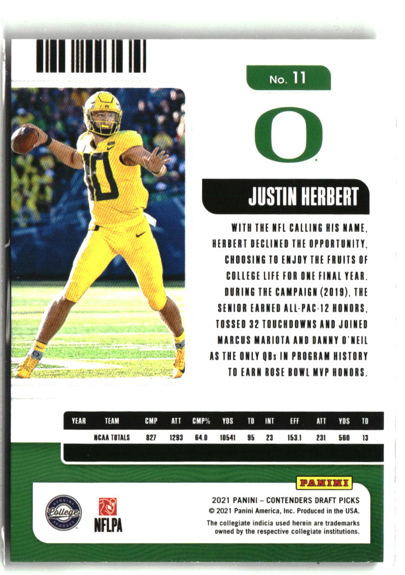Justin Herbert 2021 Panini Contenders Draft Picks #11
