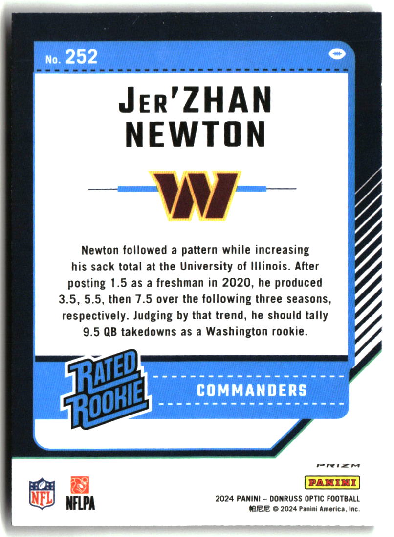 Jer'Zhan Newton 2024 Donruss Optic Purple Scope #252