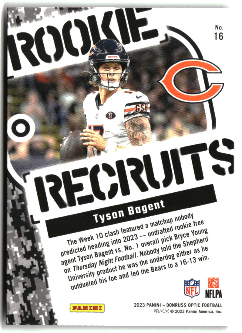 Tyson Bagent 2023 Donruss Optic Rookie Recruits #16