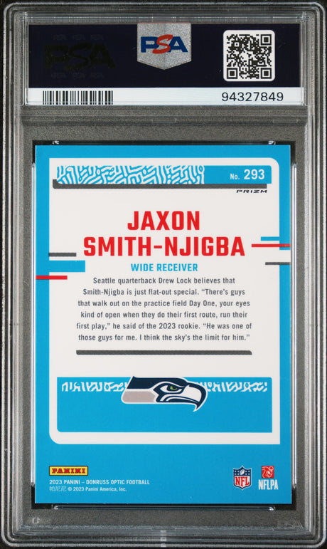 Jaxon Smith-Njigba 2023 Panini Donruss Optic Pink #293 PSA 10