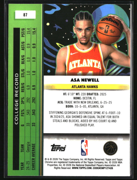 Asa Newell 2025-26 Topps Chrome Cosmic #87