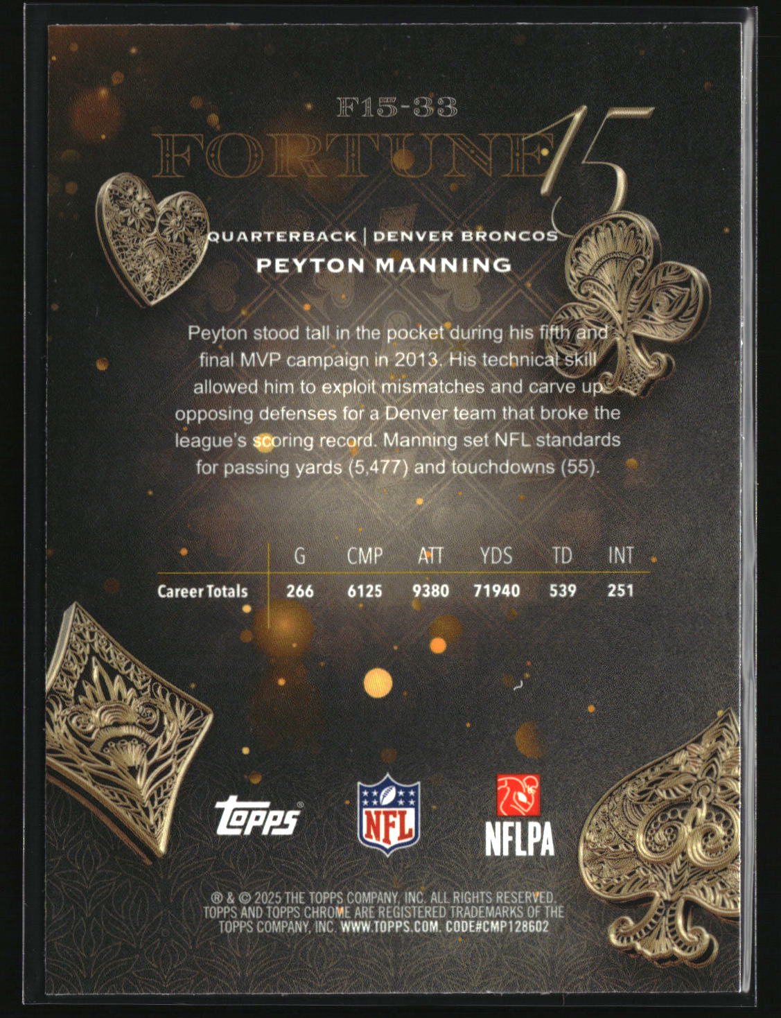 Peyton Manning 2025 Topps Chrome Fortune 15 #F15-33
