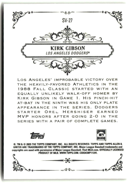 Kirk Gibson 2025 Topps Allen & Ginter Sweet Victory #SV-27