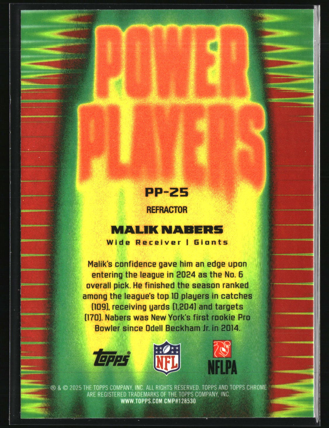 Malik Nabers 2025 Topps Chrome Power Players Refractor #PP-25