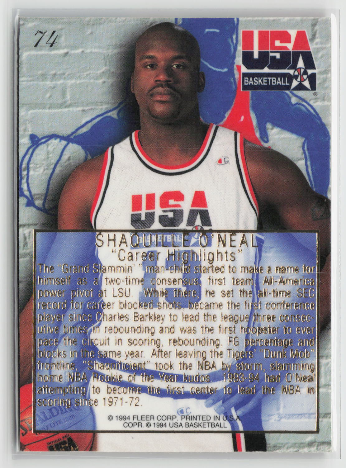Shaquille O'Neal 1994 Flair USA #74