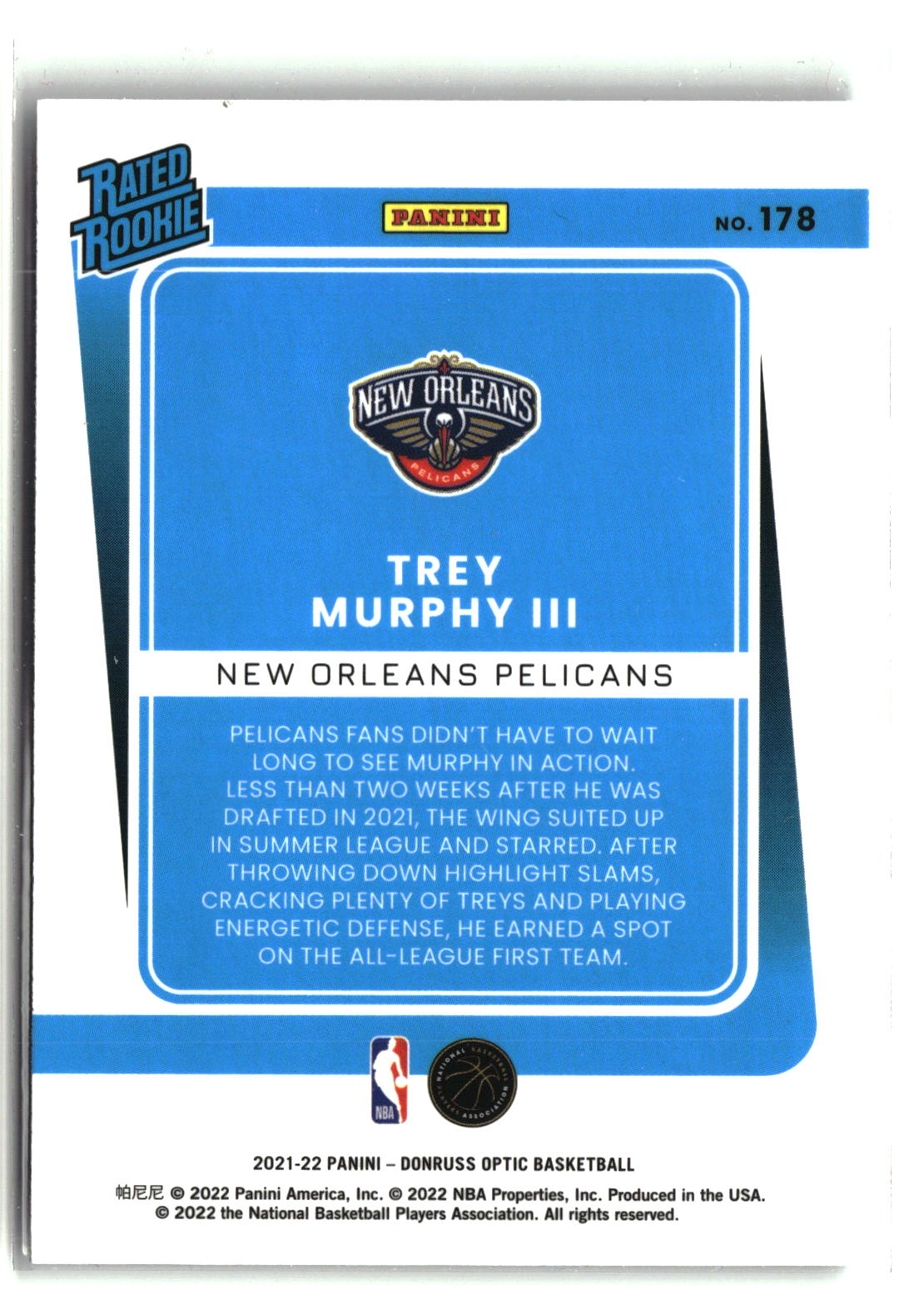 Trey Murphy III 2021-22 Donruss Optic #178