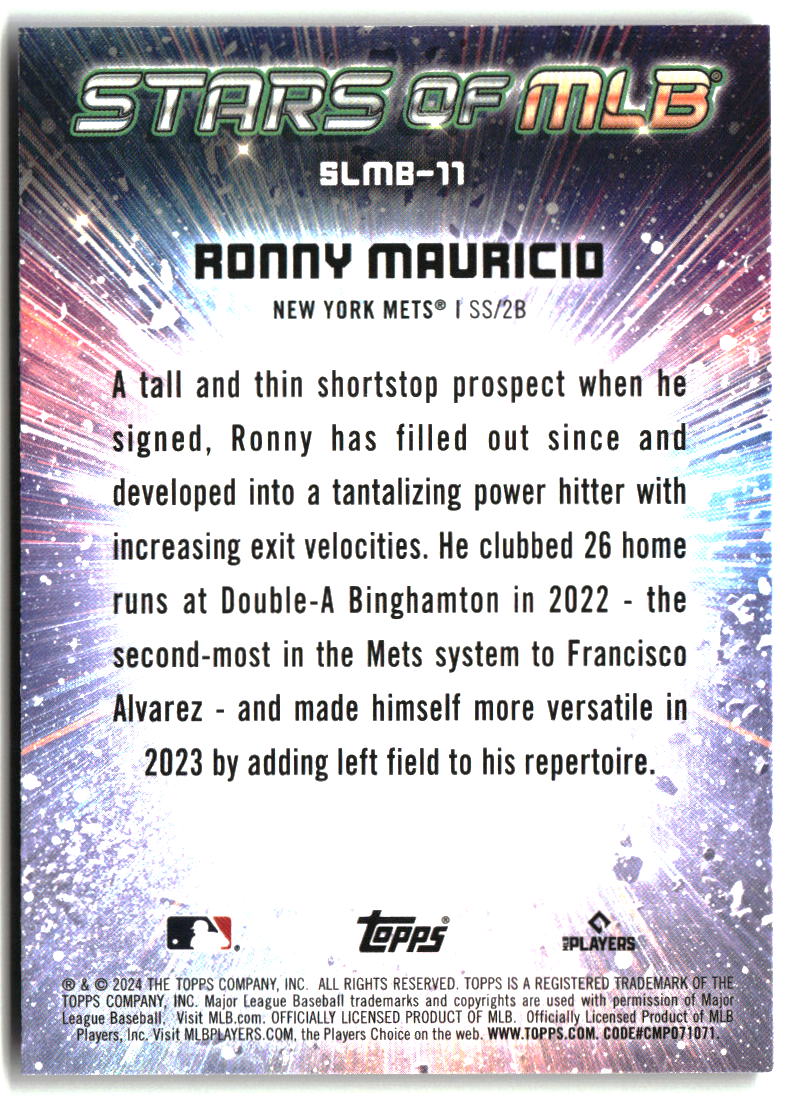 Ronny Mauricio 2024 Topps Stars of MLB #SLMB-11