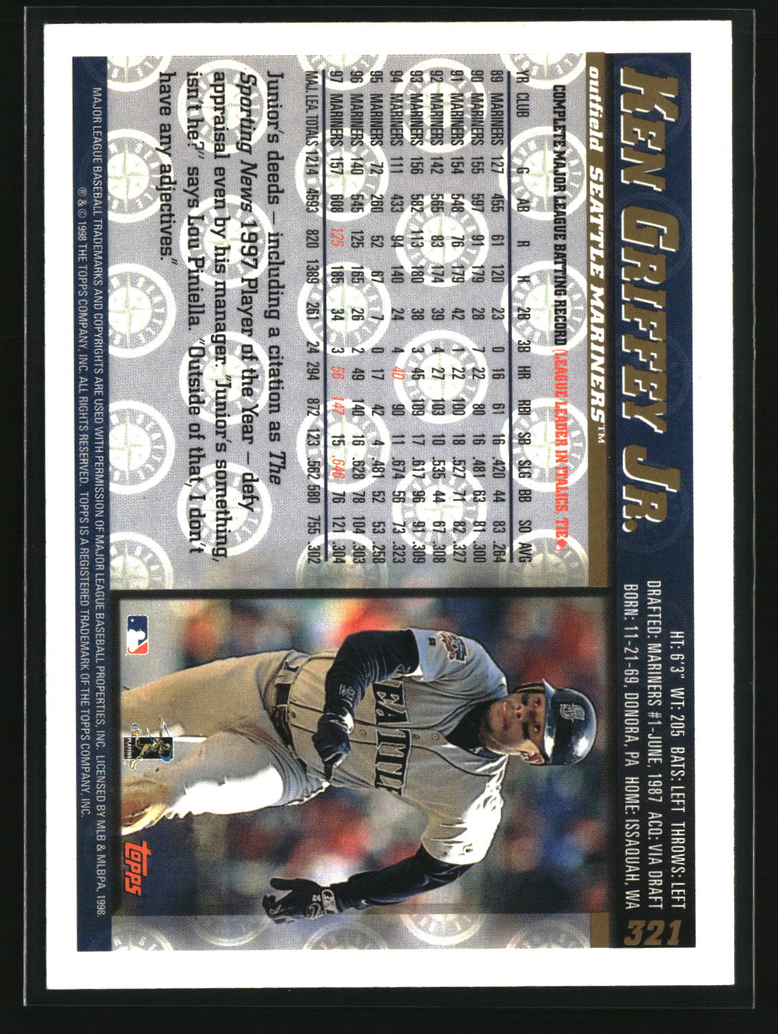 Ken Griffey Jr. 1998 Topps #321
