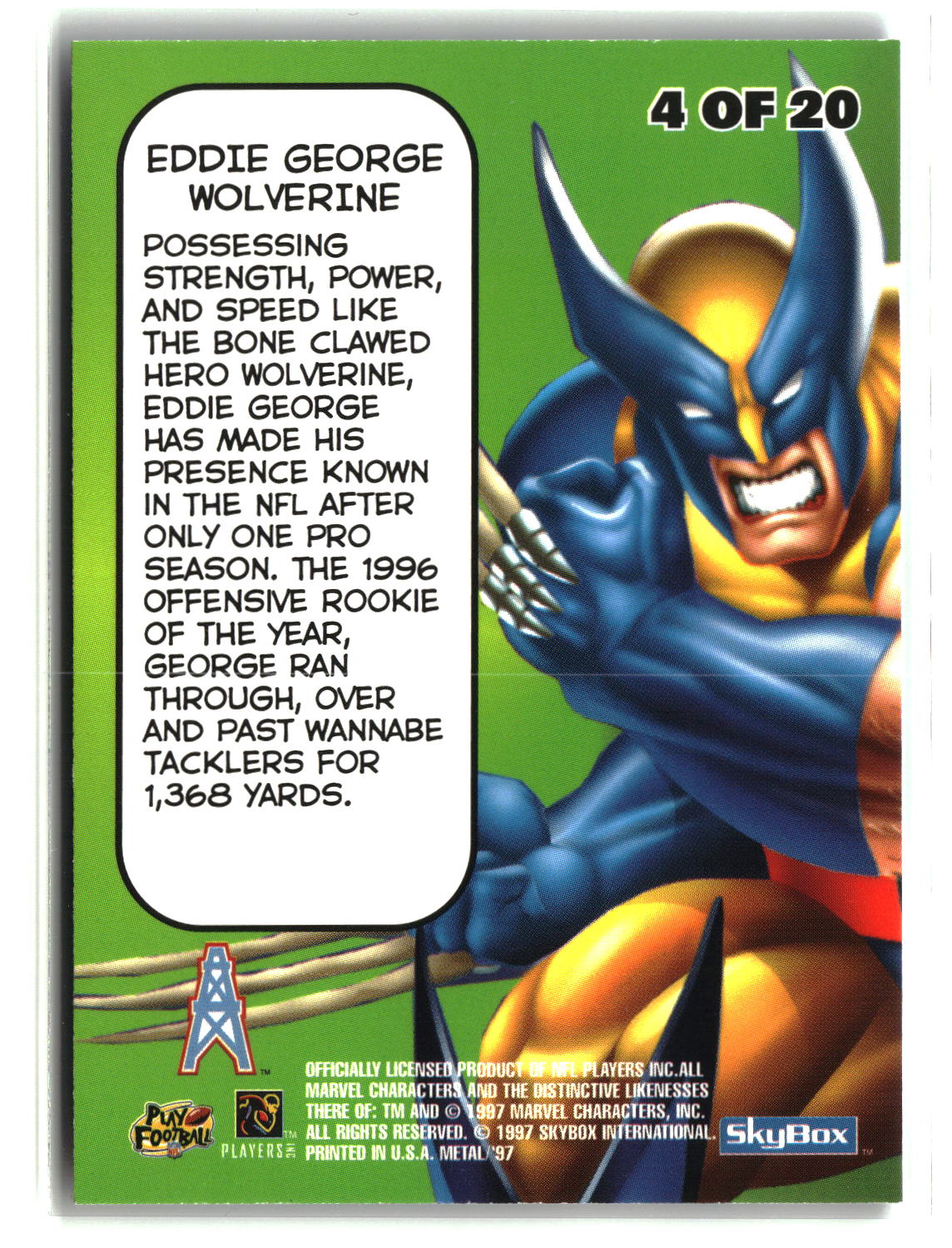 Eddie George 1997 Metal Universe Marvel Metal Universe #4