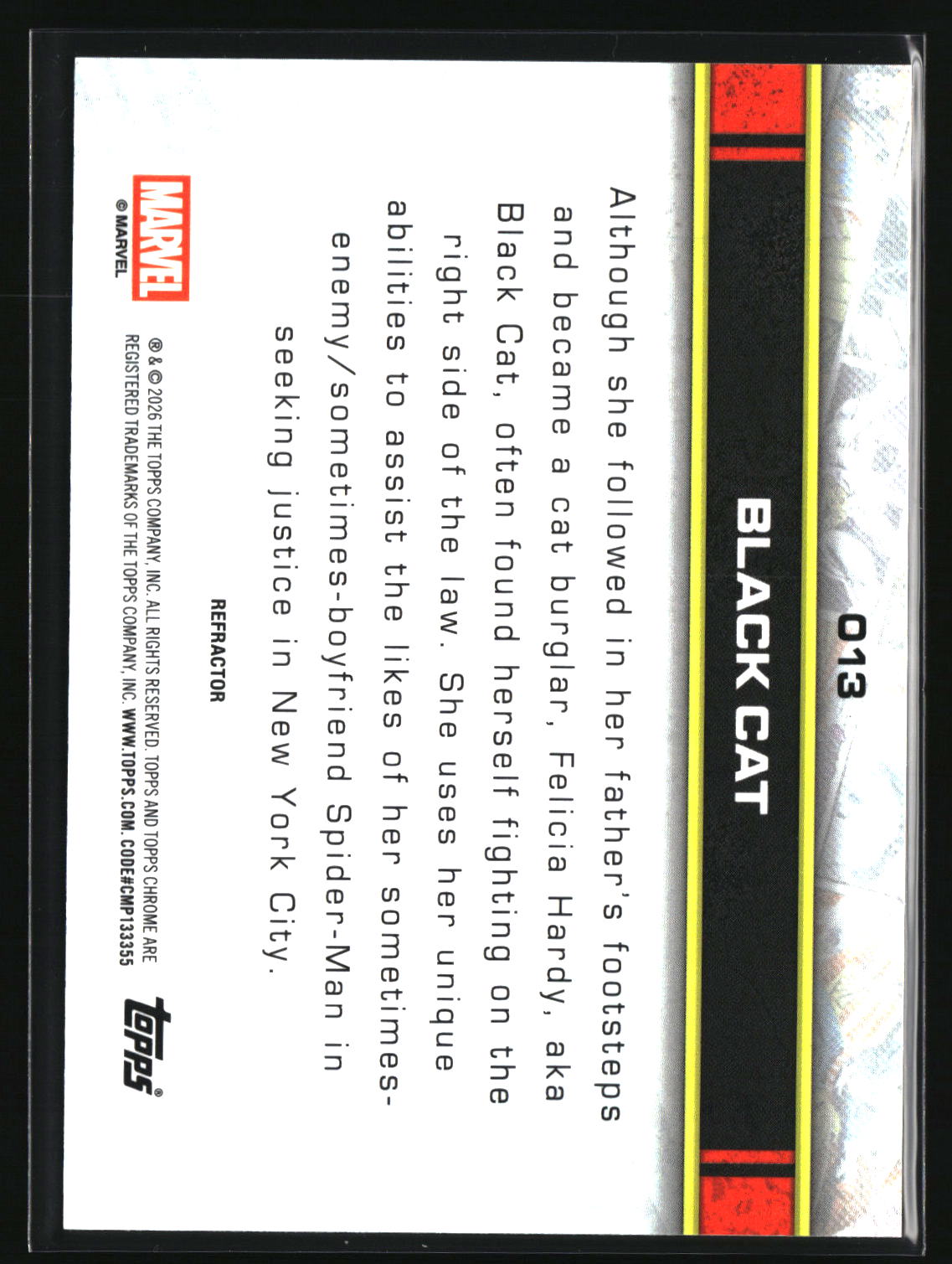 Black Cat 2026 Topps Chrome Marvel Comics Refractor #13