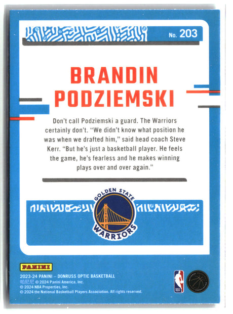 Brandin Podziemski 2023-24 Donruss Optic #203