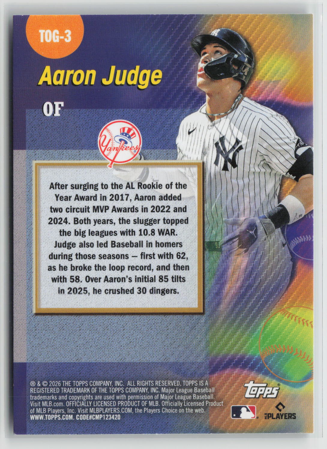 Aaron Judge 2026 Topps Titans of the Game #TOG-3