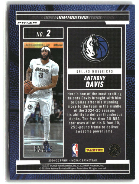 Anthony Davis 2024-25 Panini Mosaic Jam Masters Mosaic Red Fluorescent #2 #/75