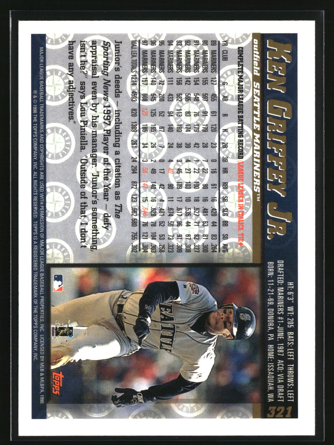 Ken Griffey Jr. 1998 Topps #321
